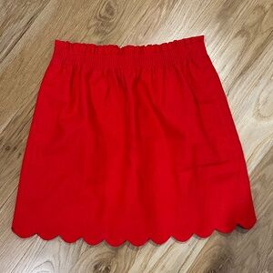 NWT New J crew size 4 Red Linen Skirt with Pockets and Scallop Hem